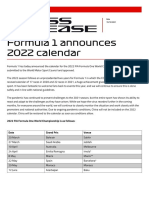 Formula 1 Announces 2022 Calendar: 2022 FIA Formula One World Championship Is As Follows