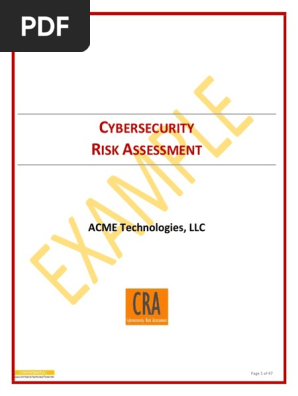 Cybersecurity  Risk Assessment Template IT Security Risk Assessment