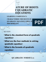 The Nature of Roots of Quadratic Equations