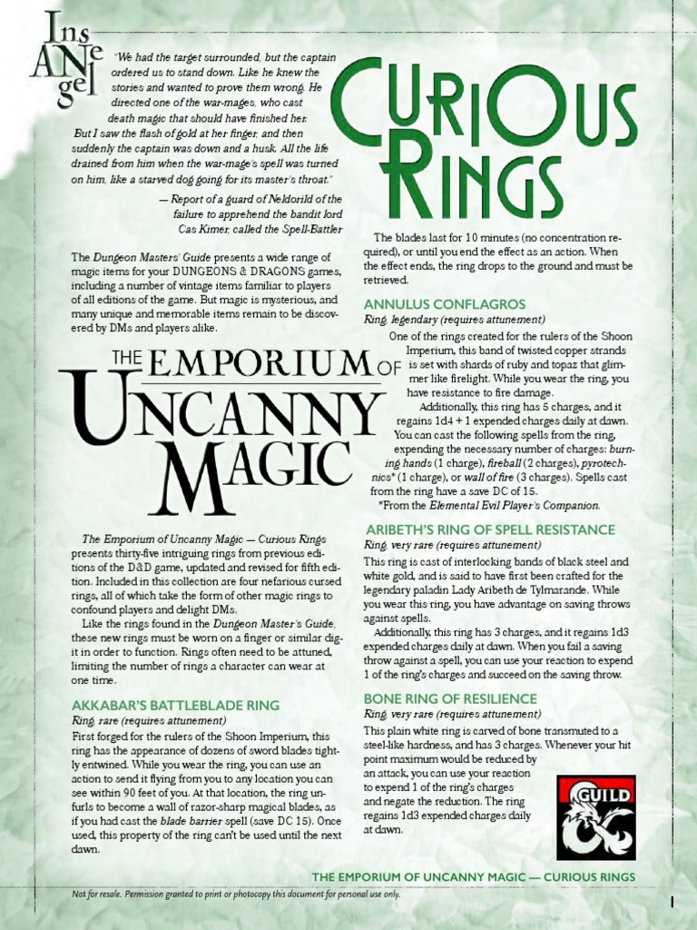 Annulus Conflagros: The Emporium of Uncanny Magic - Curious Rings | PDF ...