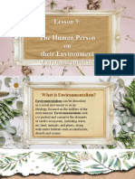 Lesson 9: The Human Person On Their Environment - Environmentalism