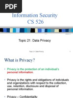 Information Security CS 526: Topic 21: Data Privacy