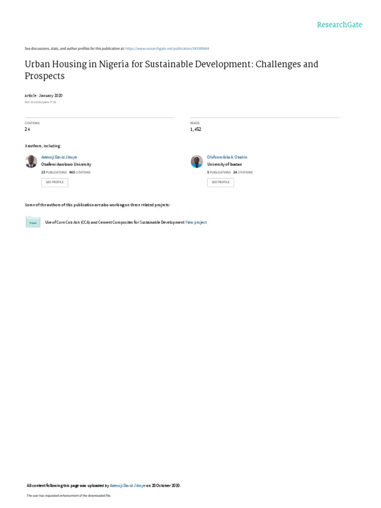 Nigeria Urban Housing Challenges | PDF | Sustainability | Sustainable ...