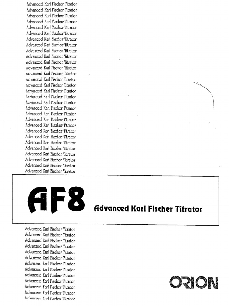 Orion Model AF8 Titrator IM | PDF