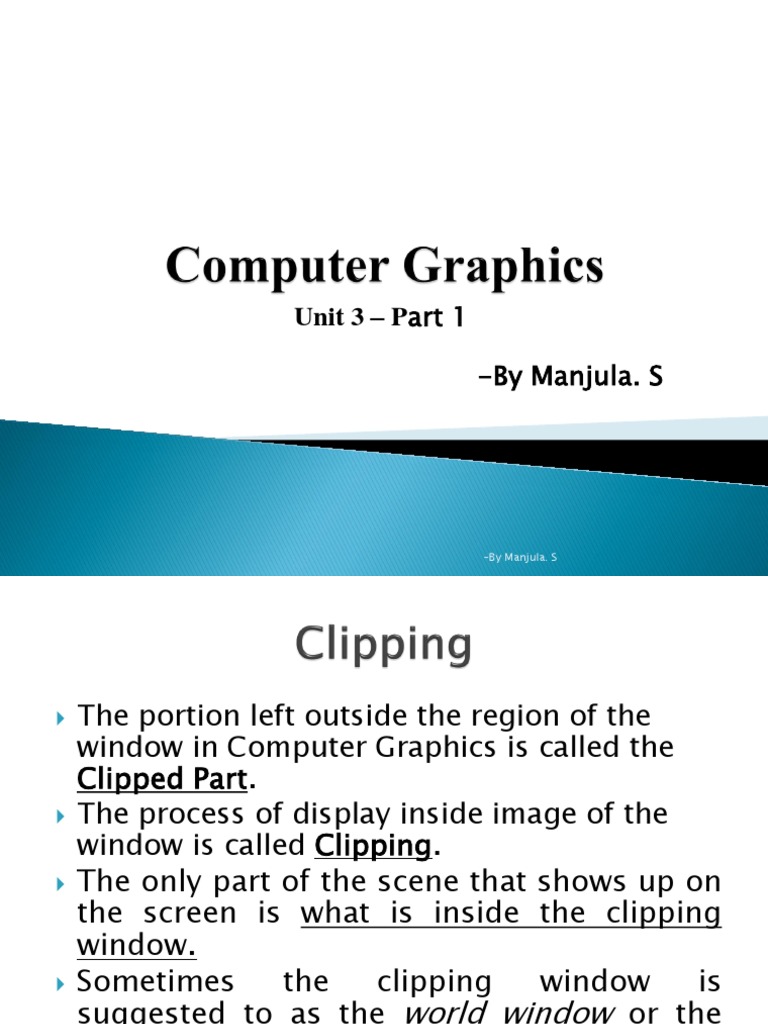 Computer Graphics Unit 3 Part1 Manjula S | PDF | Teaching Methods ...