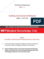 Building Construction & Materials Sem - V Unit-2 19.07.2021