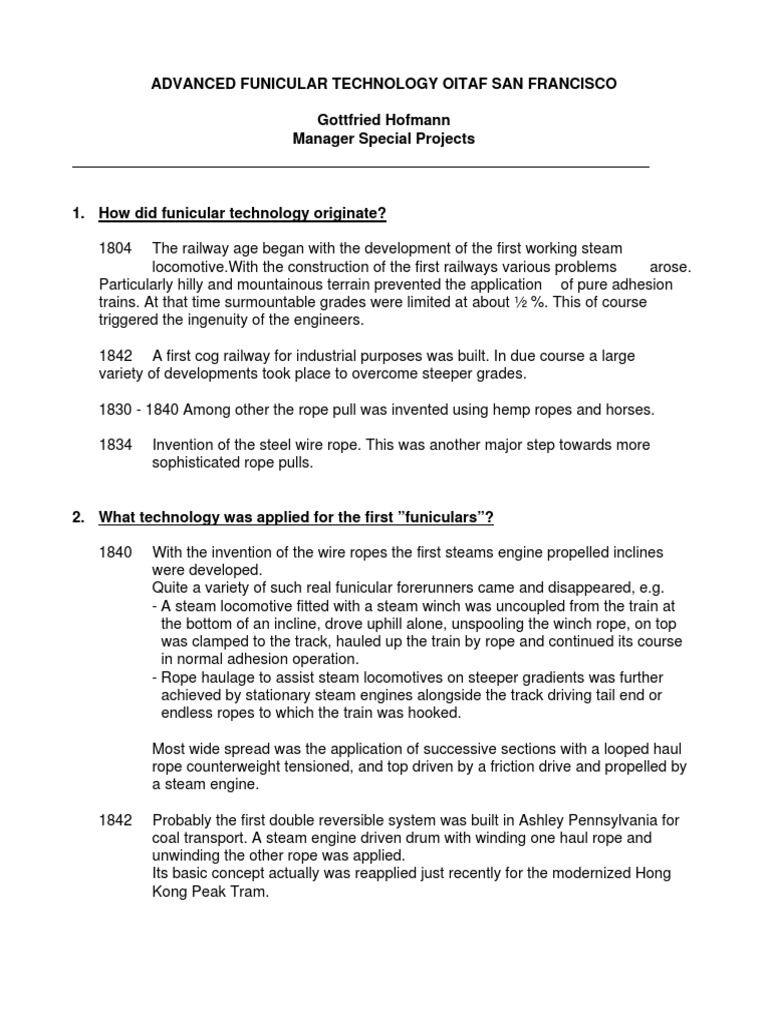 History of Funicular Technology | PDF | Track (Rail Transport) | Rail ...