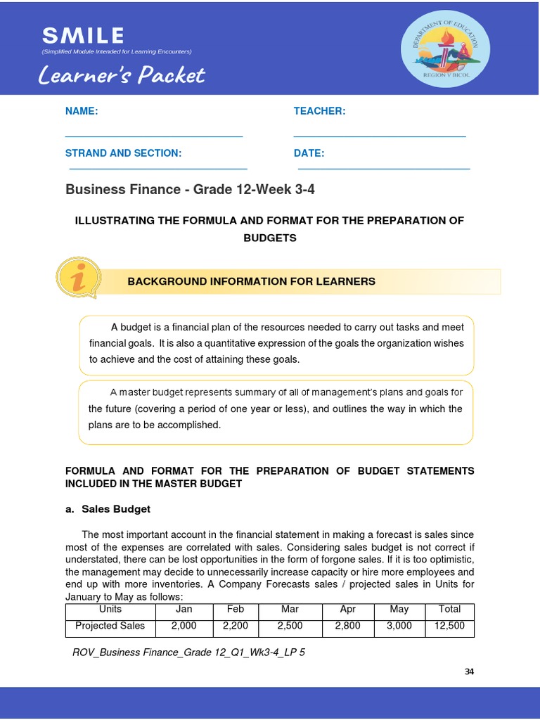 Budget Preparation in Business Finance | PDF | Balance Sheet | Equity ...