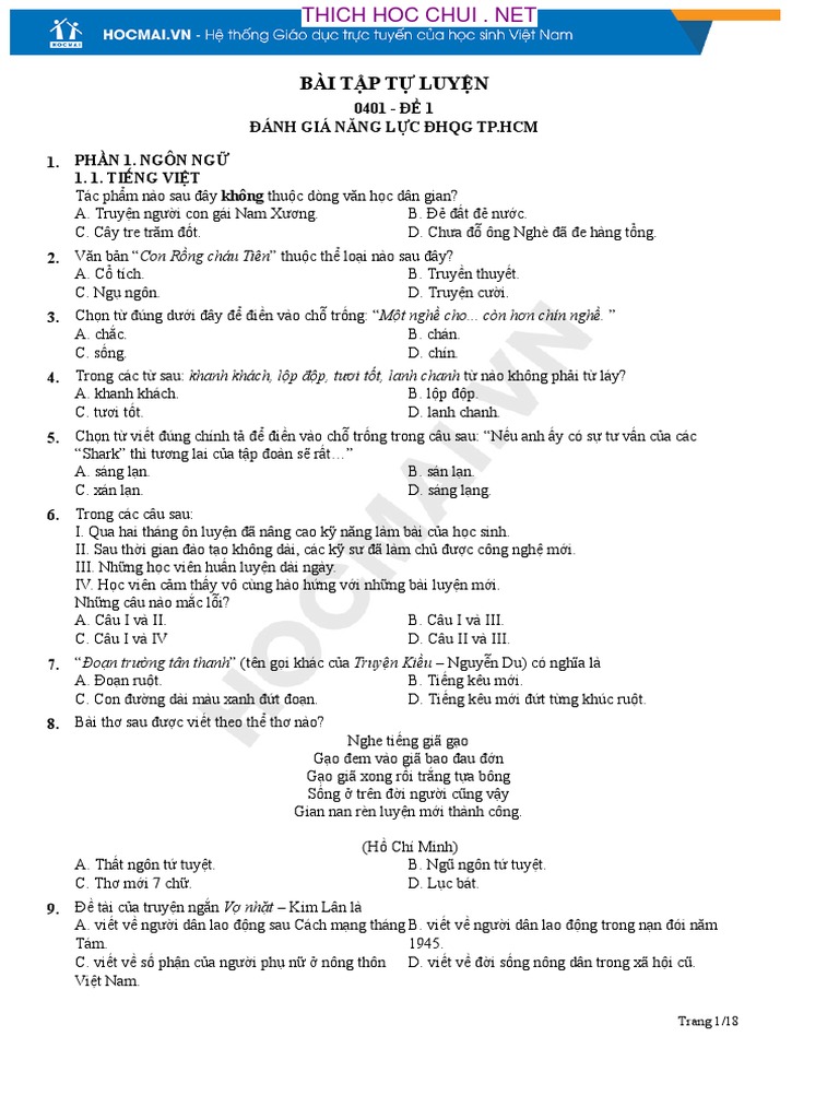 Thi Thu de 1 | PDF