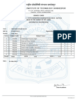 NIT Jamshedpur Grade Card for Mechanical Engineering Student