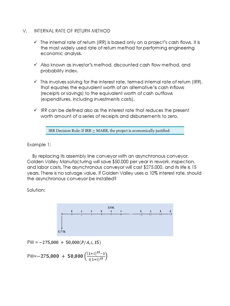 IRR Method for Engineering Projects | PDF | Internal Rate Of Return | Money