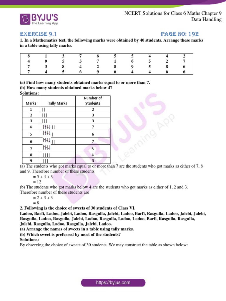 Class 6 Maths Chapter 9 Data Handling | PDF | Graph Theory