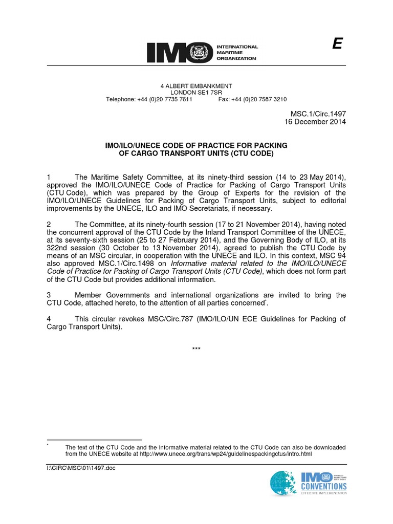 CTU Code: Packing Guidelines Overview | PDF | Cargo | Dangerous Goods