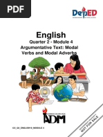 English: Quarter 2 - Module 4 Argumentative Text: Modal Verbs and Modal Adverbs