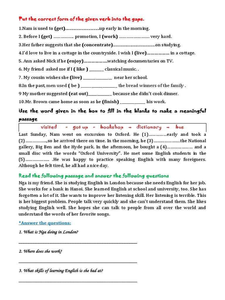 Verb Forms and Sentence Exercises | PDF | Language Arts & Discipline