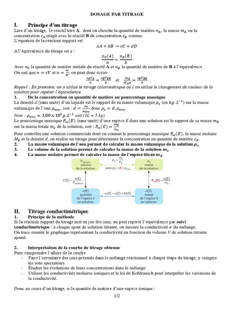 Titrage : Méthodes et Équations | PDF | Chimie | Titrage