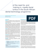 Analysis of The Need For, and Scope of Training In, Maxillo-Facial Prosthodontics in The South African Dental Technology Programme