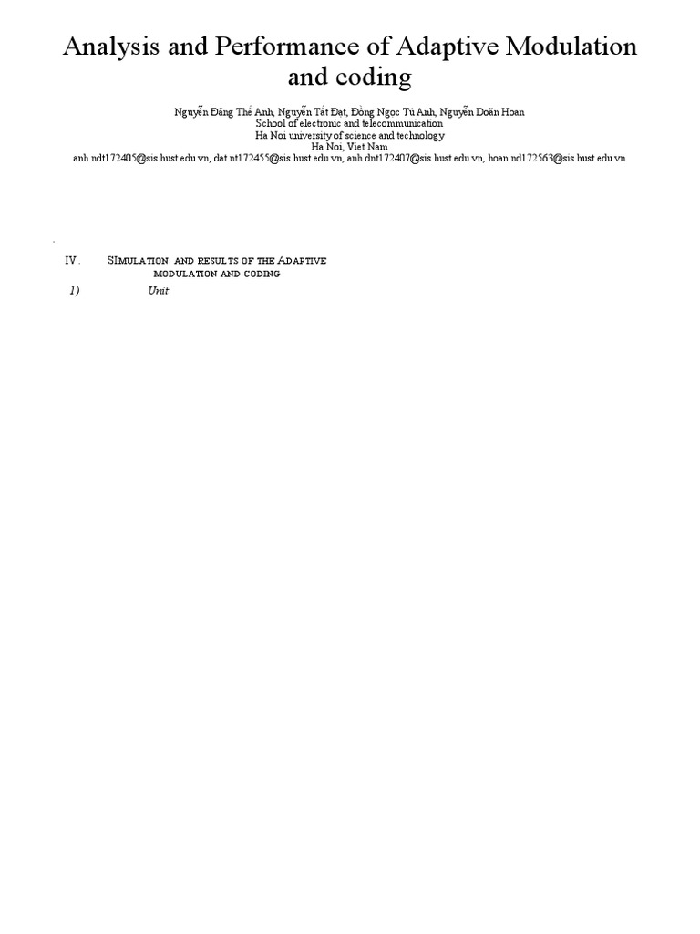 Analysis and Performance of Adaptive Modulation and Coding: - IV. SI A ...
