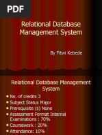 Relational Database Management System: by Fitwi Kebede