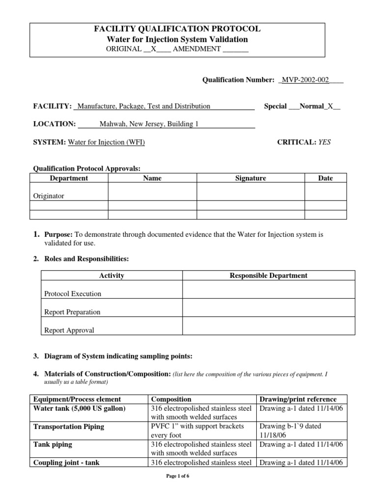 Water System Validation Example PDF Water