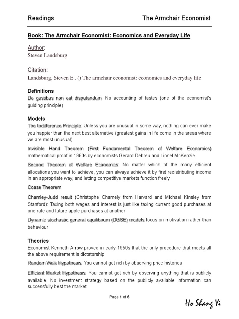The Armchair Economist PDF Economics Taxes