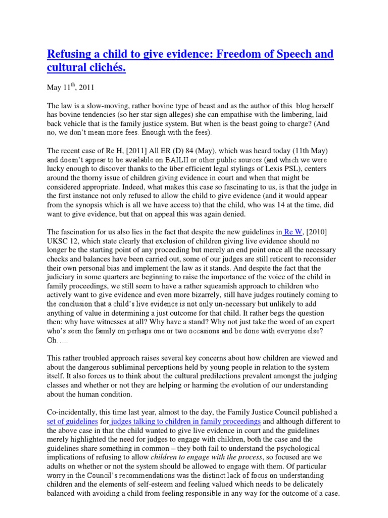 Child Evidence in Court: Rights and Challenges | PDF | Judgment (Law ...