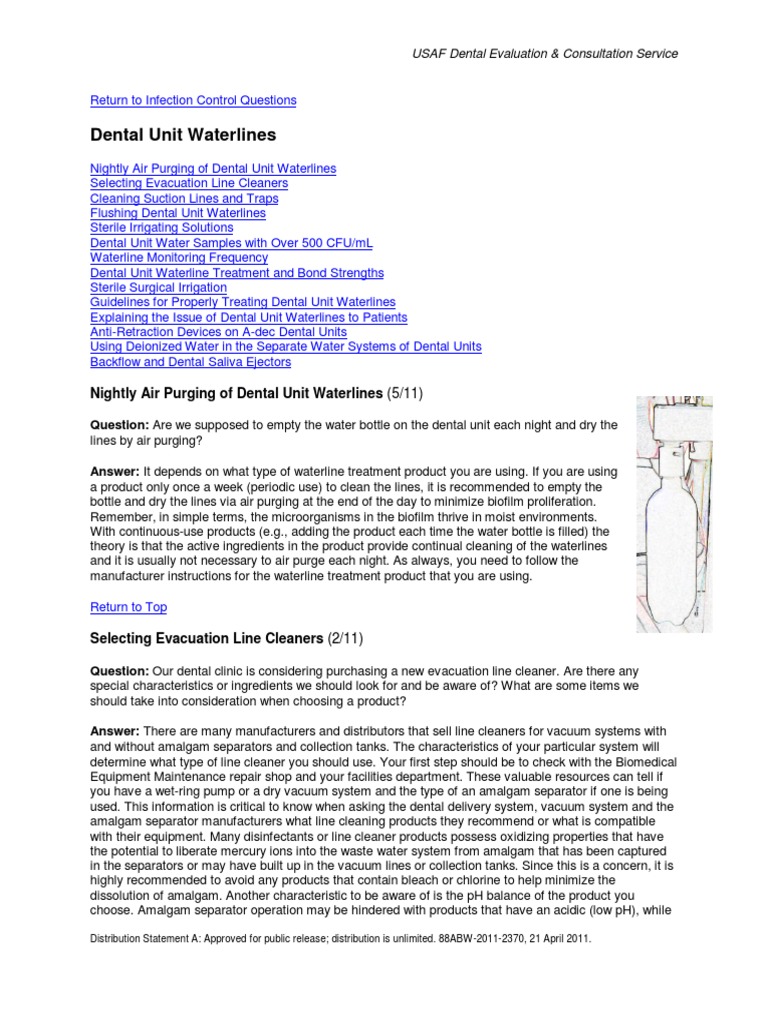 Nightly Air Purging of Dental Unit Waterlines (5/11) PDF Purified