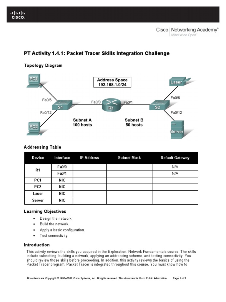 ESwitching PTAct 1 4 1 | PDF | Computer Network | Ip Address
