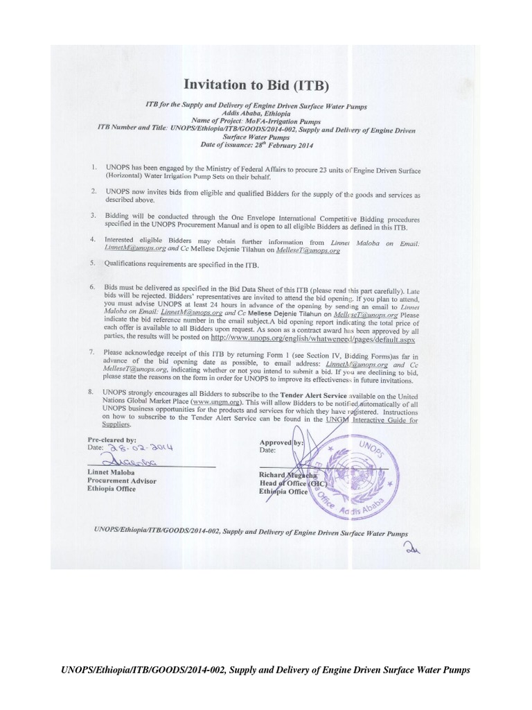 Invitation to Bid for Water Pumps | PDF | Procurement | Specification ...
