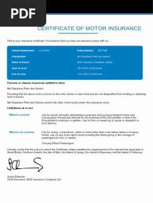 Certificate of Insurance