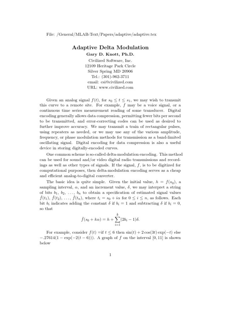 Adaptive Delta Modulation Explained | PDF | Modulation | Bit