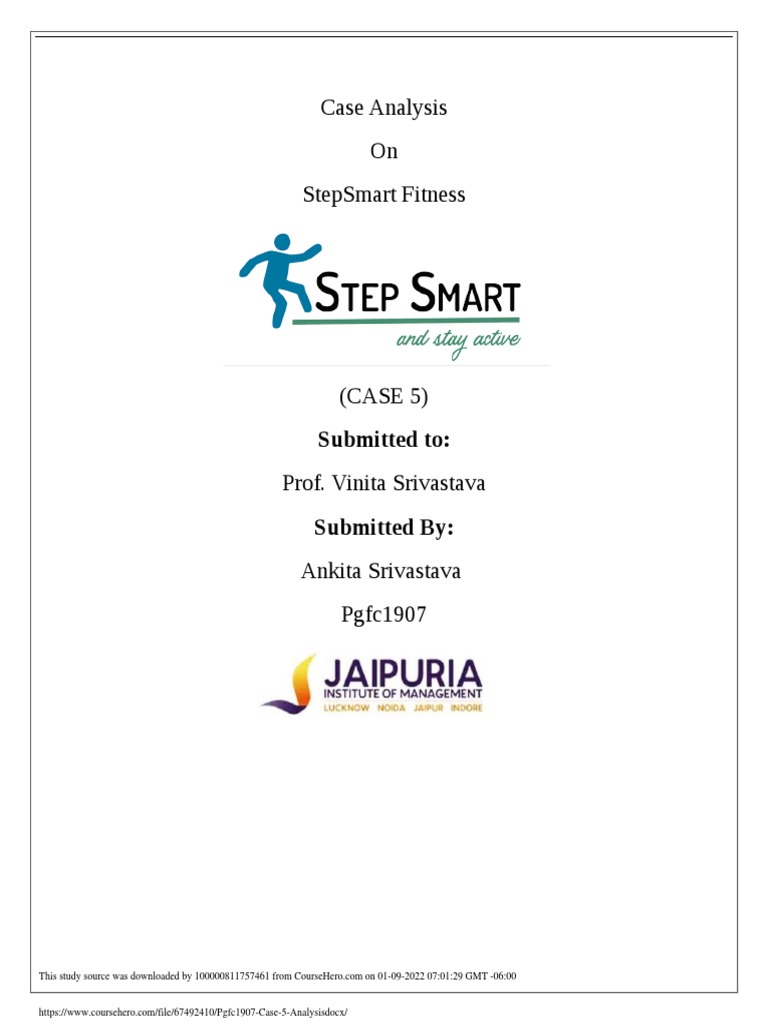 Case Analysis On Stepsmart Fitness Submitted To PDF Sales Employment