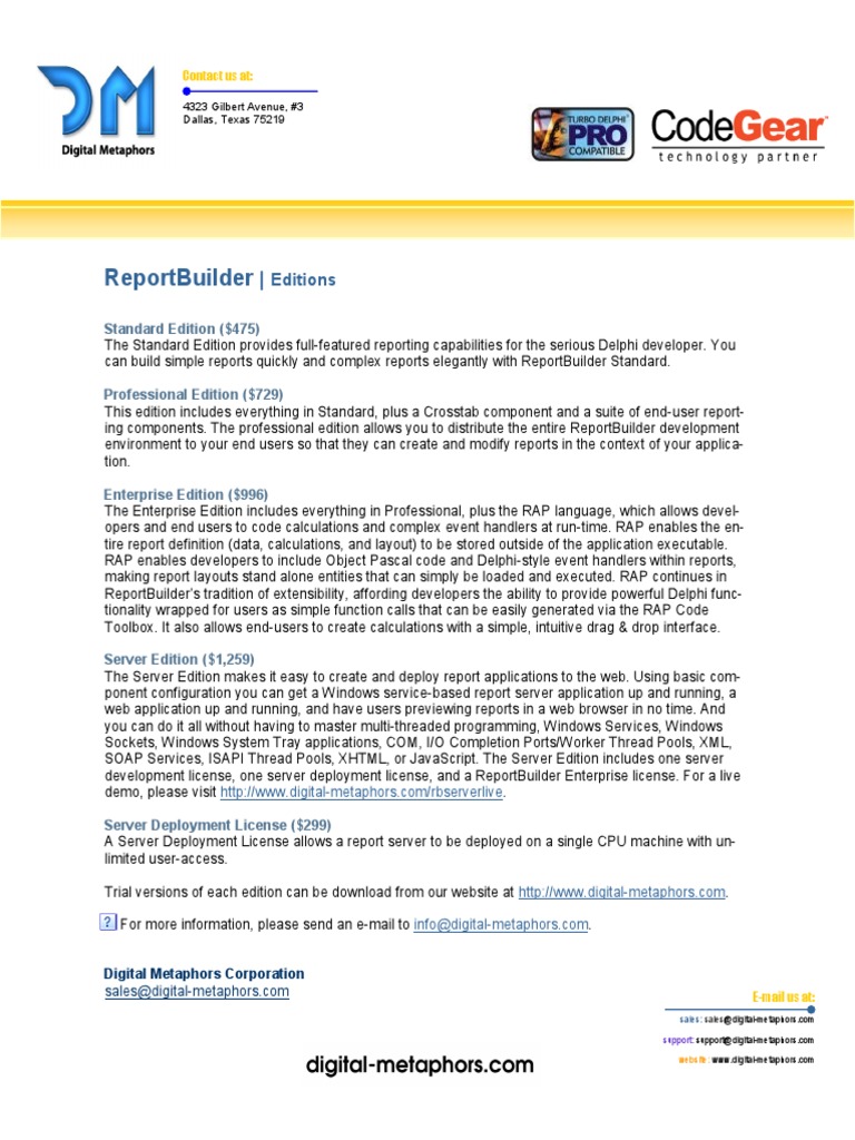 ReportBuilder Editions Overview | PDF | Component Object Model ...