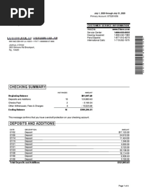 My bank account statement