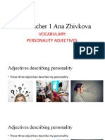 TP1 Teacher 1 Ana Zhivkova: Vocabulary: Personality Adjectives