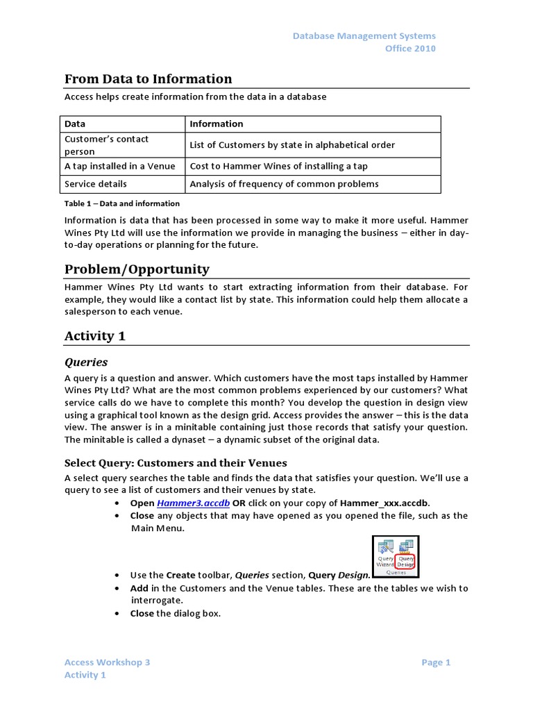 Access Workshop 3 | PDF | Databases | Table (Database)