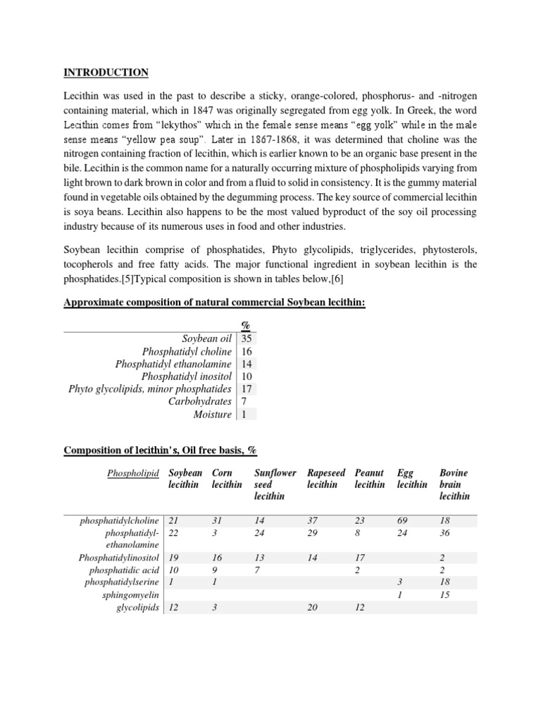 Soybean Lecithin Composition and Uses PDF Sodium Hydroxide Soybean