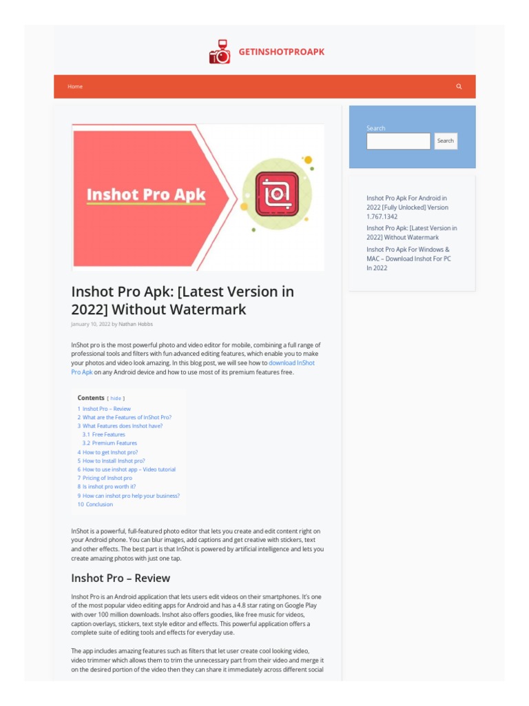 Inshot Pro Apk, PDF, Android (Operating System)