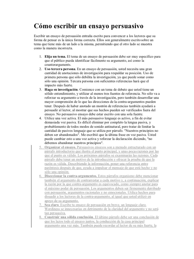 Cómo Escribir Un Ensayo Persuasivo | PDF | Persuasión | Publicidad