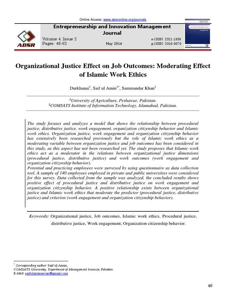 Organizational Justice Effect On Job Out | PDF | Human Nature ...
