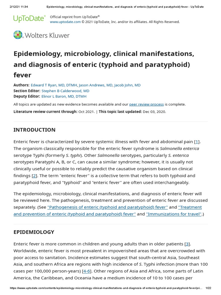 Epidemiology, Microbiology, Clinical Manifestations, and Diagnosis of ...