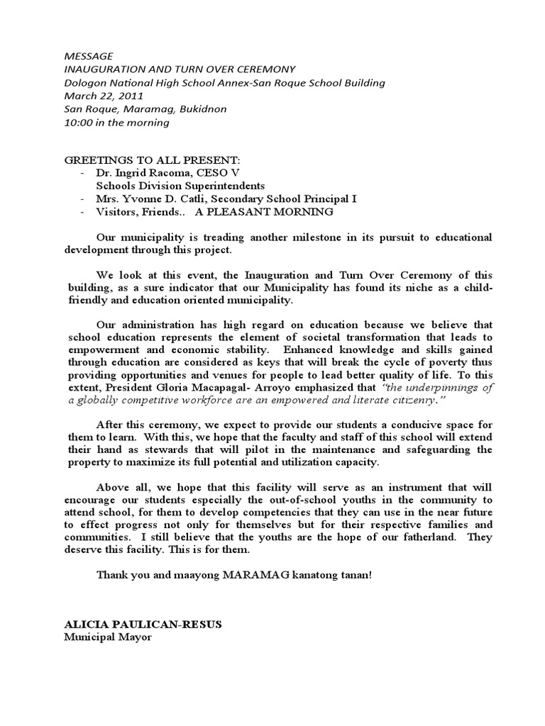 Sample speech for accepting the key of responsibility picture