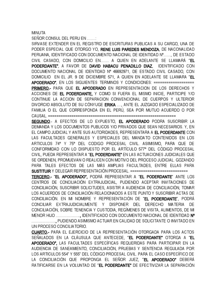 Poder Consular para Divorcio | PDF | Divorcio | Gobierno