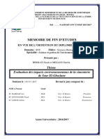 Memoire de Fin D'Etudes: Thème Evaluation Des Impacts Environnementaux de La Cimenterie de Sour El-Ghozlane