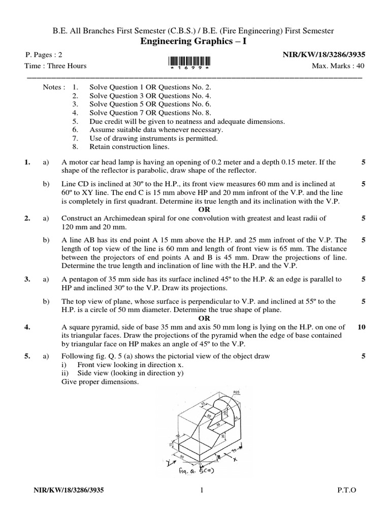Engineering Graphics - I: B.E. All Branches First Semester (C.B.S.) / B ...