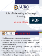 Role of Marketing in Strategic Planning: Mr. Vimal A Shukla