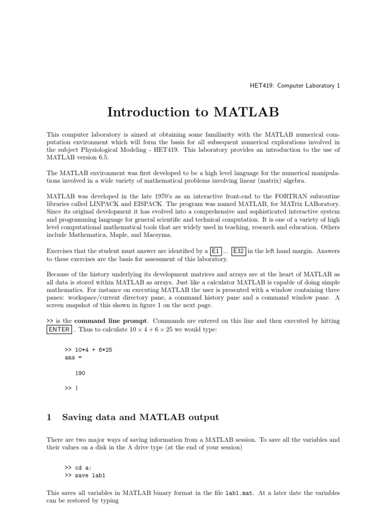 Introduction To Matlab | PDF | Eigenvalues And Eigenvectors | Linear ...