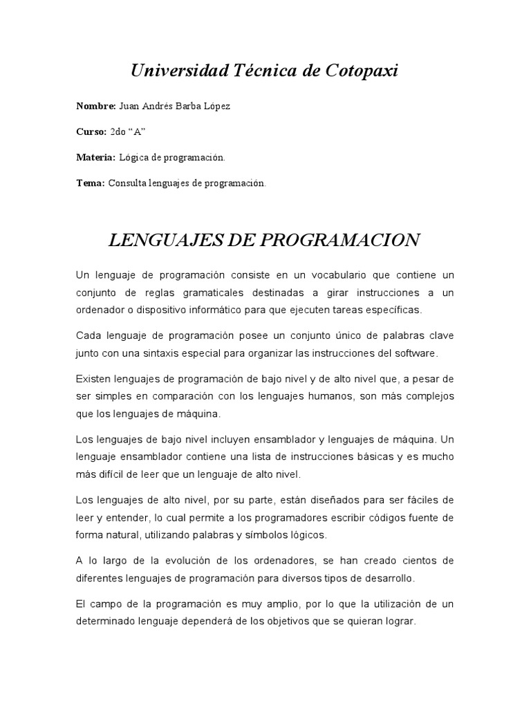 Logica | PDF | Lenguaje de programación | Programación de computadoras