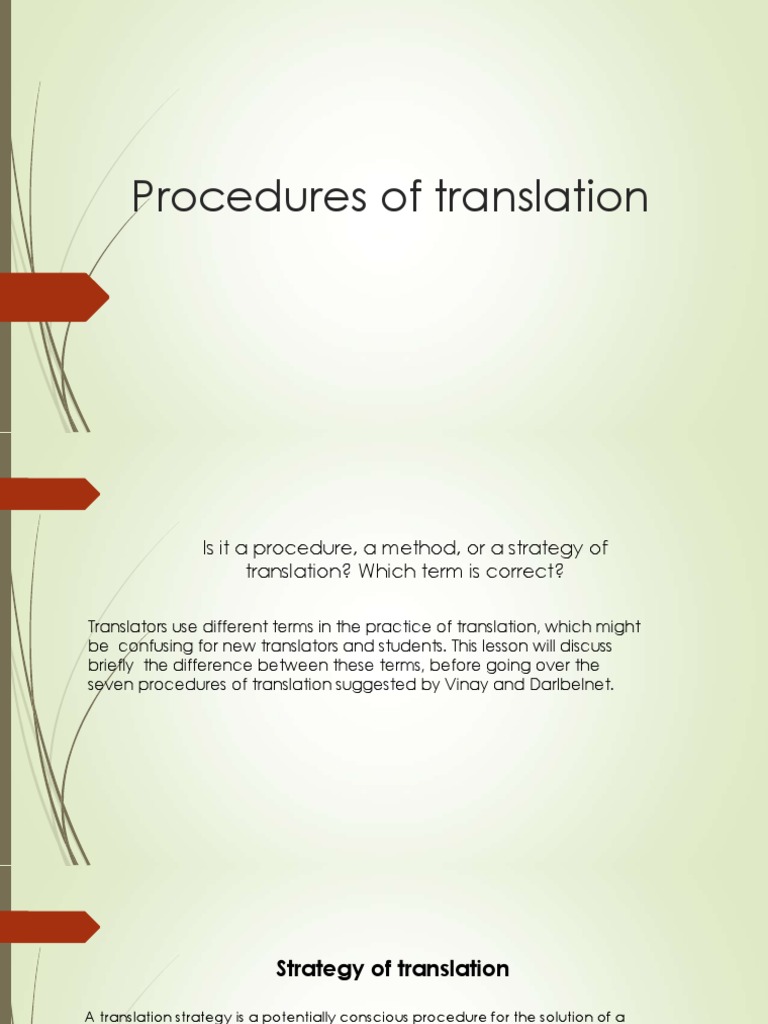 Procedures of Translation PDF Translations Human Communication