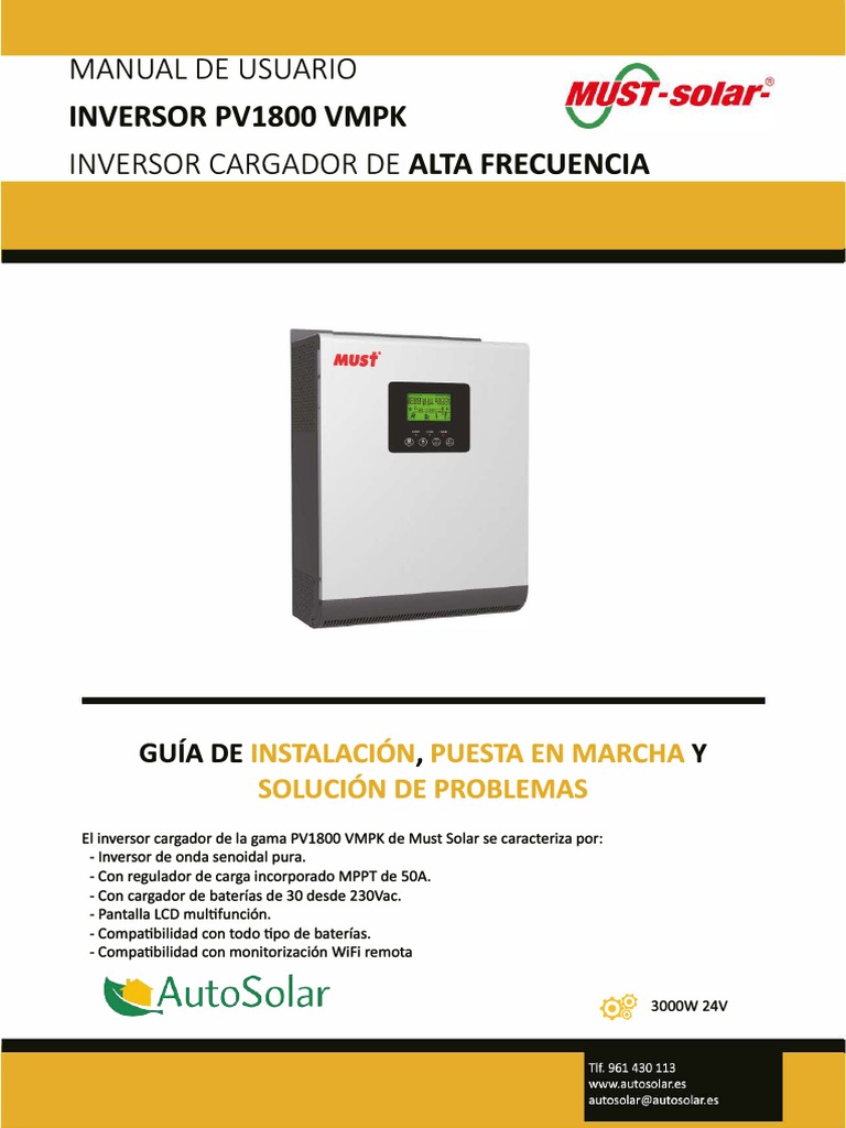 Manual Inversor Must 3000W Mppt50a | PDF | Inversor de energia ...